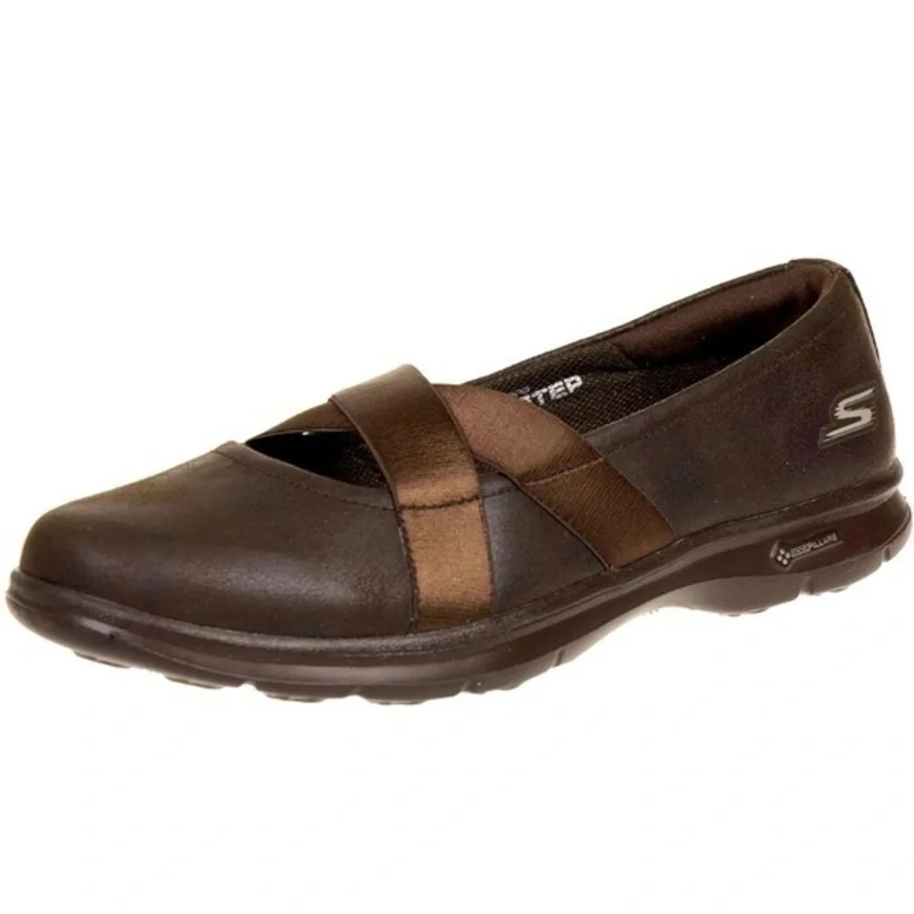 Skechers GO Step - Dainty Women's Summer Shoes Slip On Choc Ballet Flats